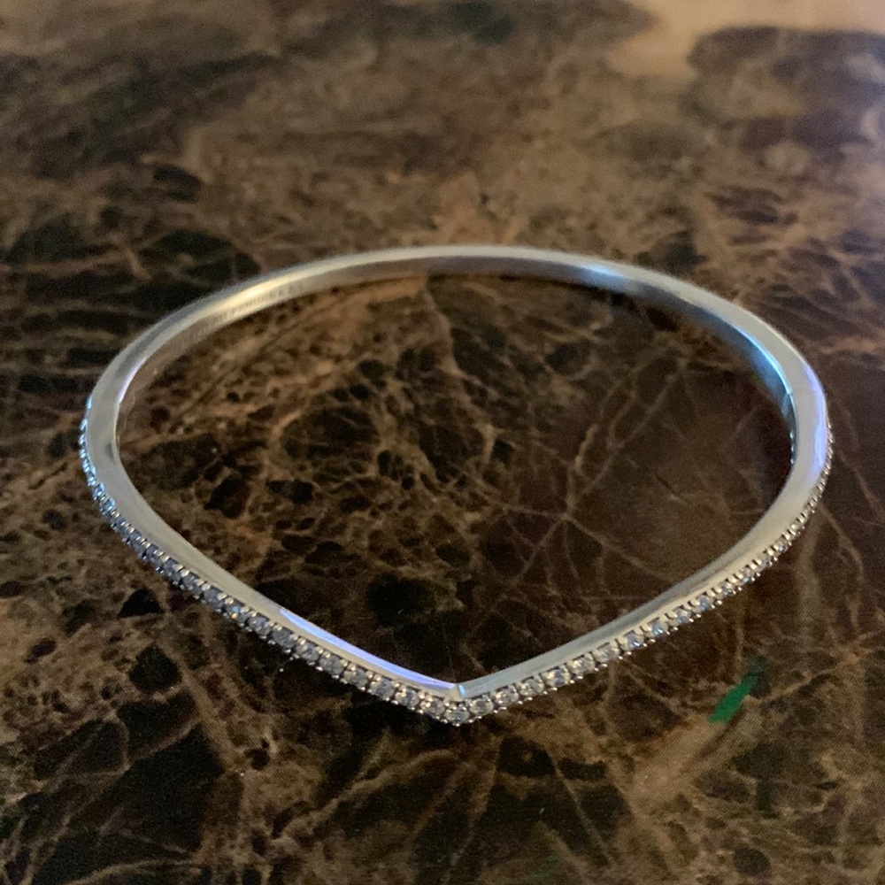 Authentic Pandora Sparkling Wishbone Bangle S925 ALE Cubic Zirconia